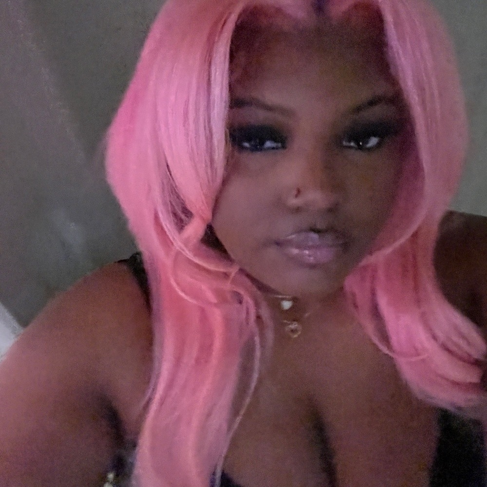 Pink human hair wig